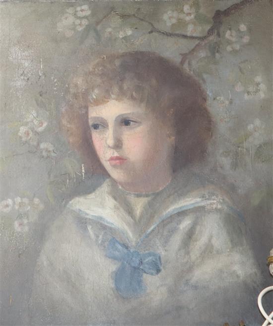 Early 20th century English School, oil on canvas, Portrait of a boy, 61 x 51cm, unframed